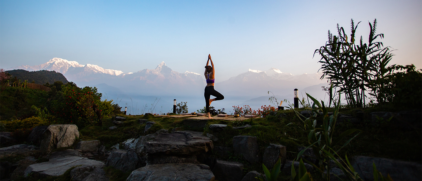 Yoga and Fitness session with Himalayan mountain views at Hotel Annapurna View